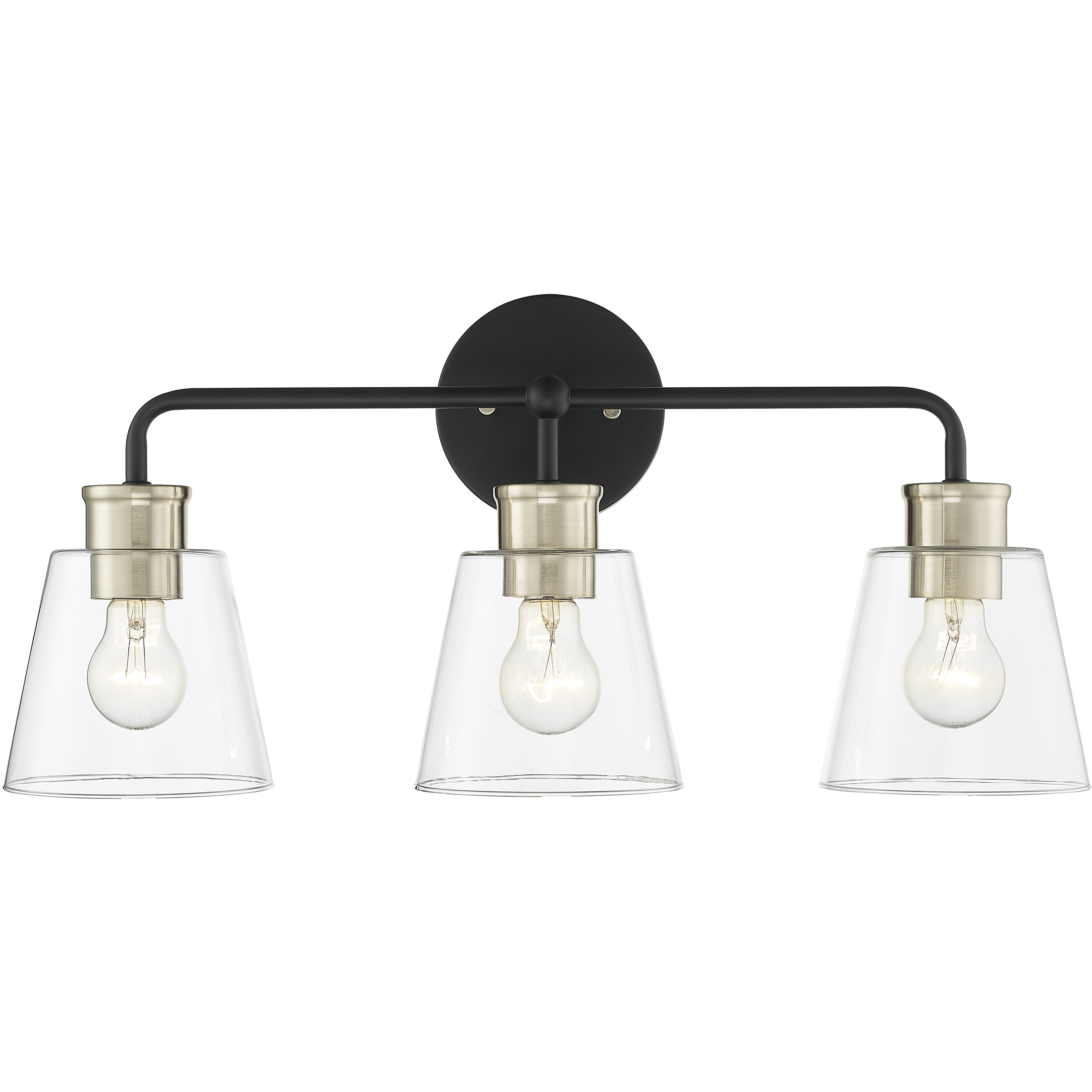 Cameron 3 Light 23 inch Matte Black/Modern Gold Bathroom Vanity Light Wall Light